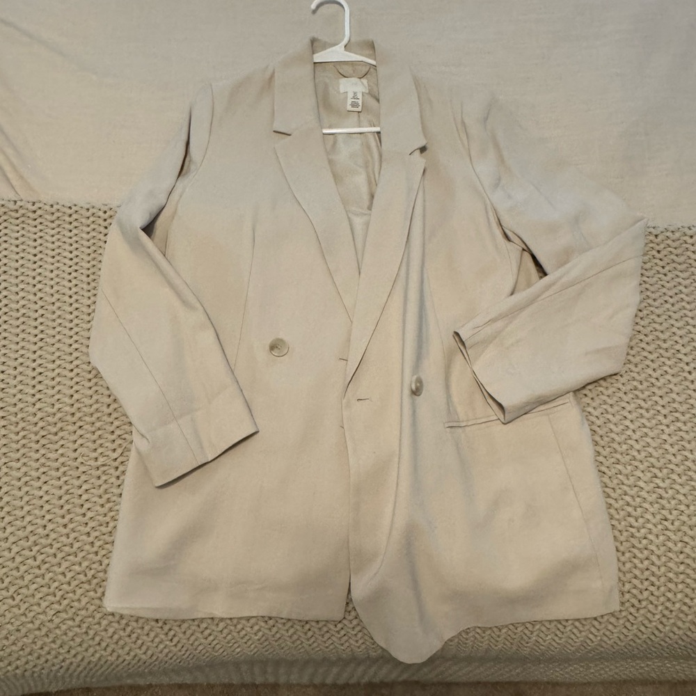 H&M Cream Blazer Lightweight Relaxed Fit